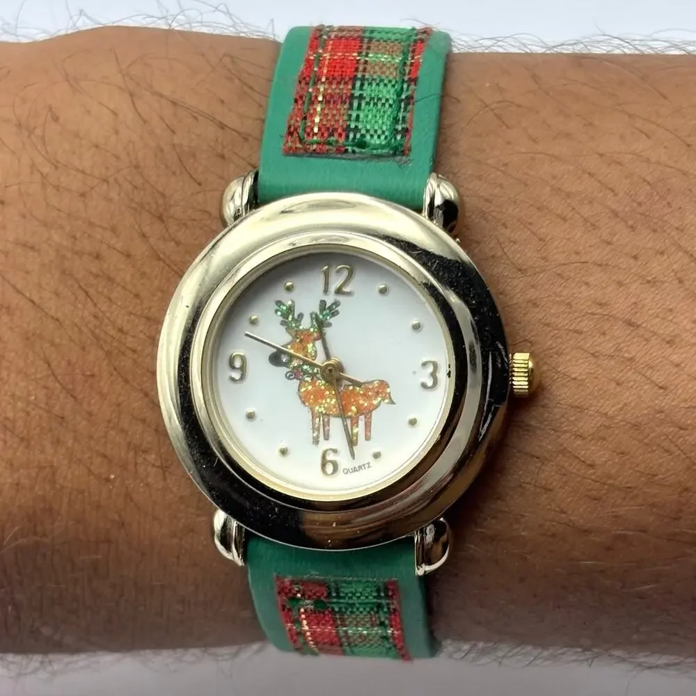 Gold Reindeer Christmas Watch
